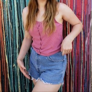 Lightwash denim high waisted cut off shorts